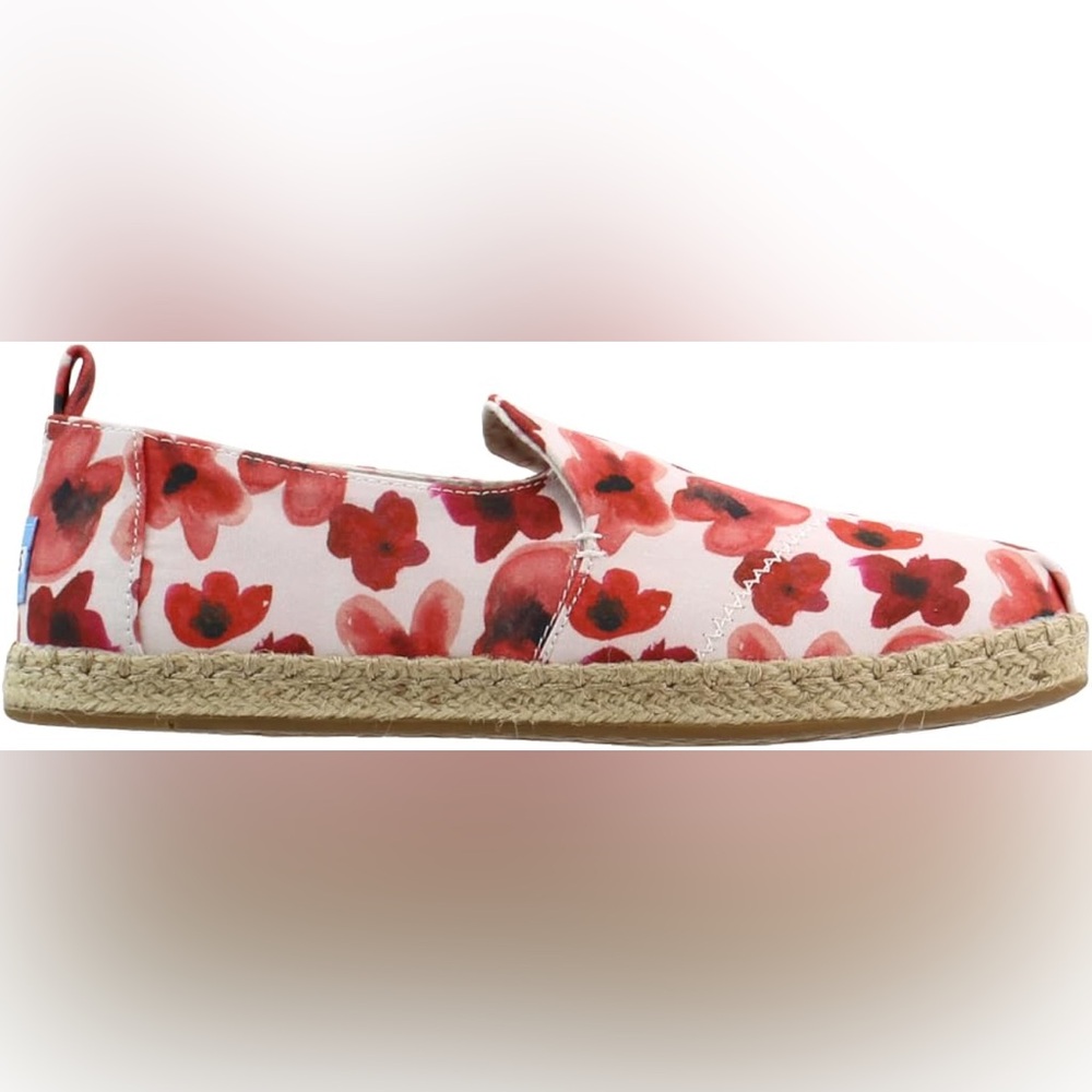 TOMS Womens Deconstructed Alpagarta Slip On in Watercolor Poppy Floral 8.5 EUC